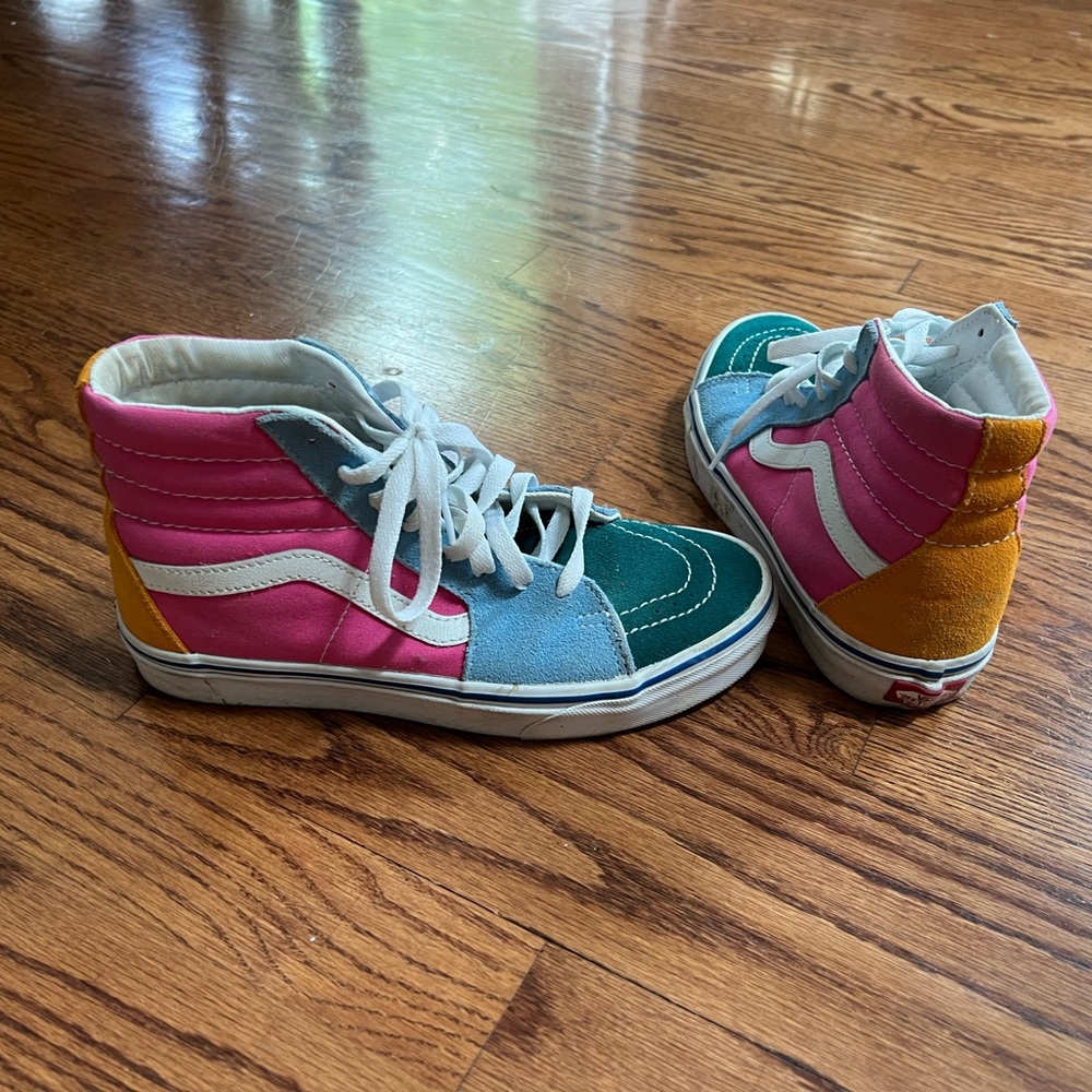 Vans limited edition color block suede high tops, size 8